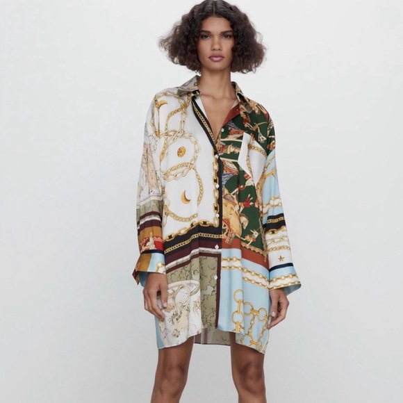 ZARA NWT Oversized Patchwork Shirt S - Picture 5 of 8